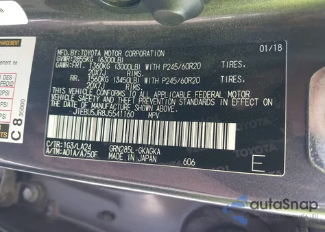 2018 Toyota 4Runner Limited z USA, uszkodzony, nr VIN JTEBU5JR8J5541160